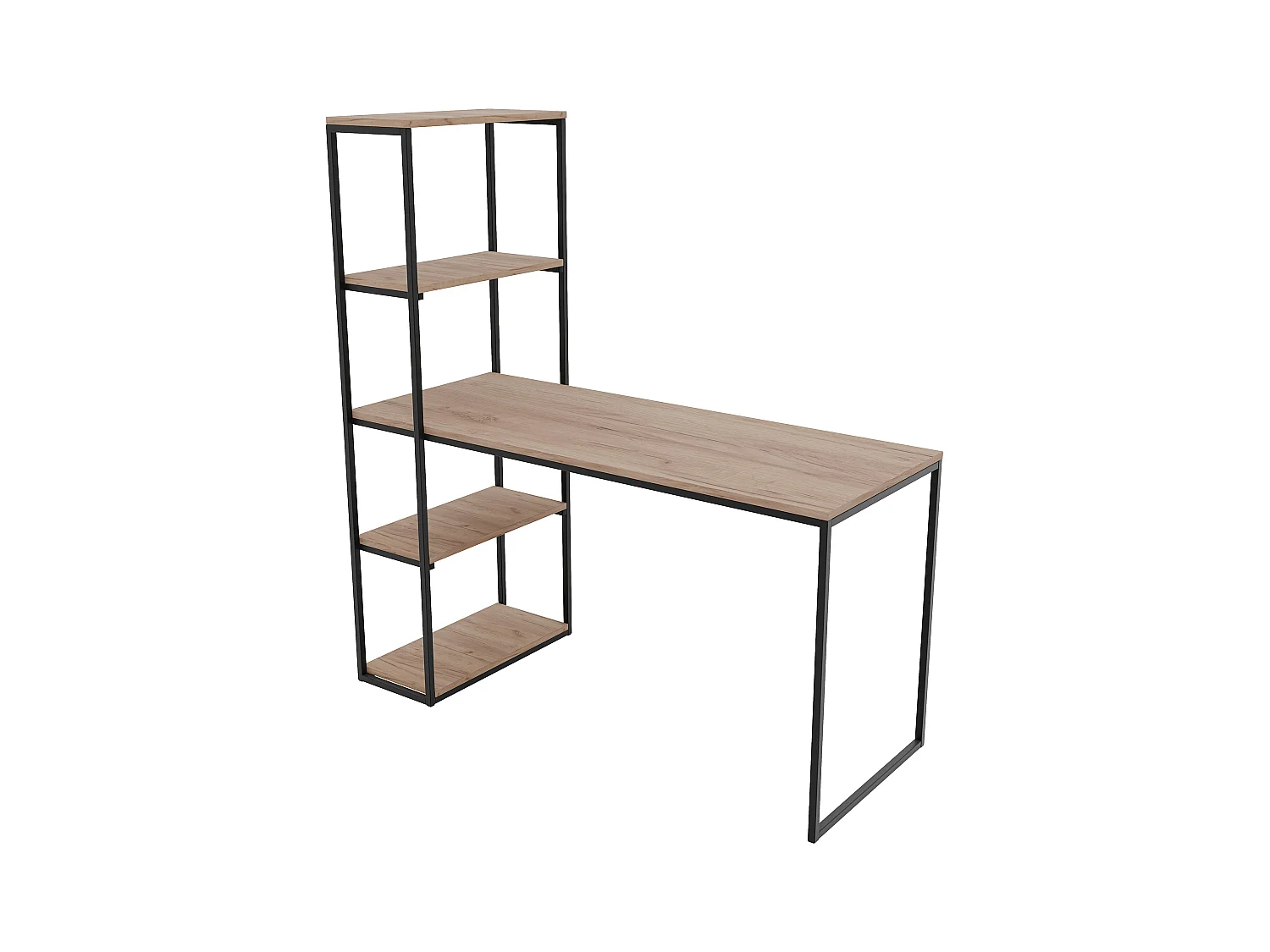 Bureau avec rangements chêne kraft doré