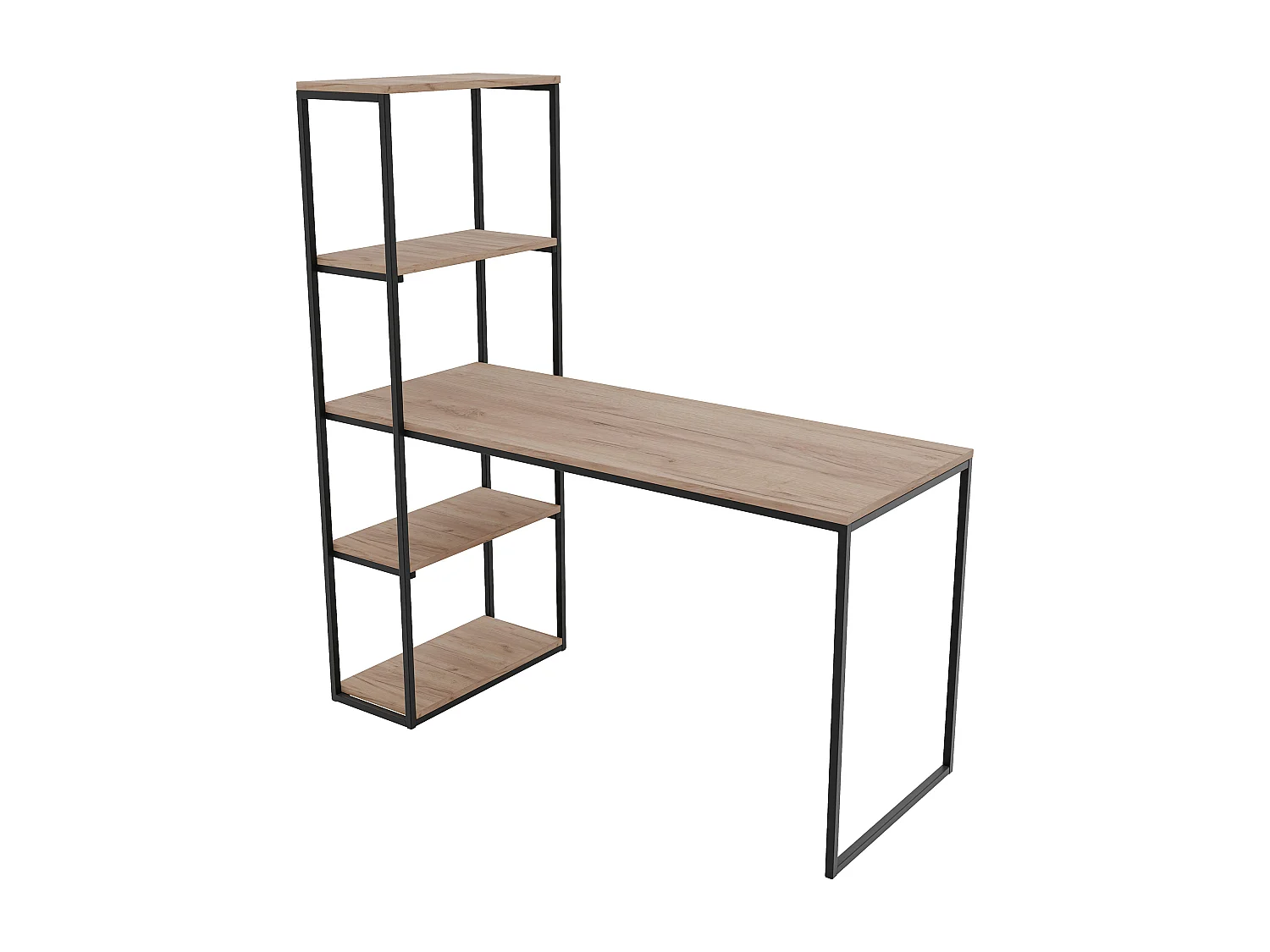 Bureau avec rangements chêne kraft doré