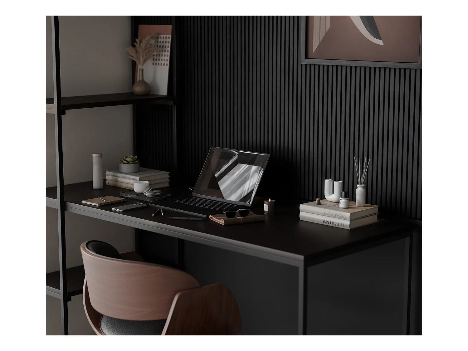 Bureau avec rangements molet noir
