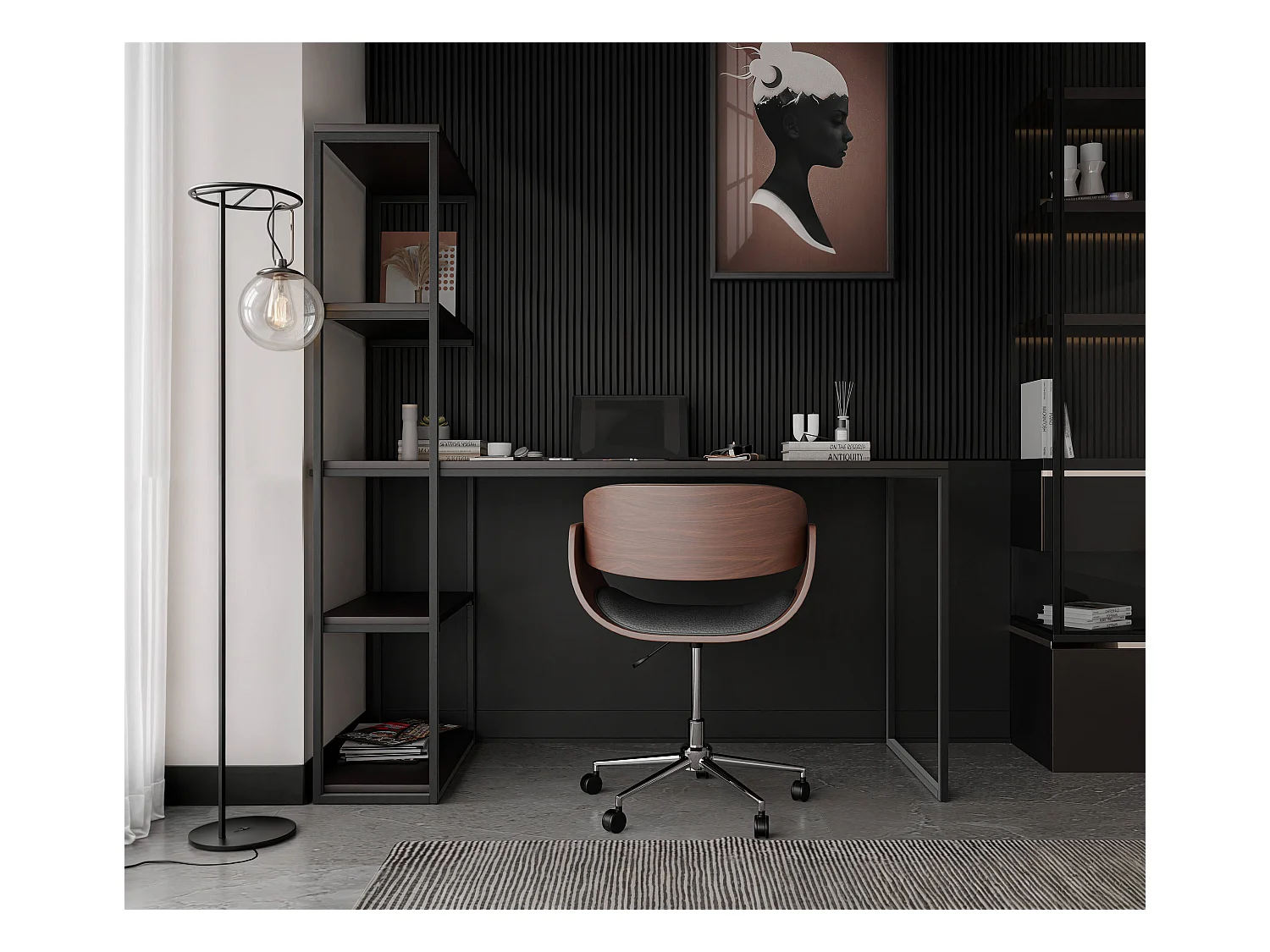 Bureau avec rangements molet noir