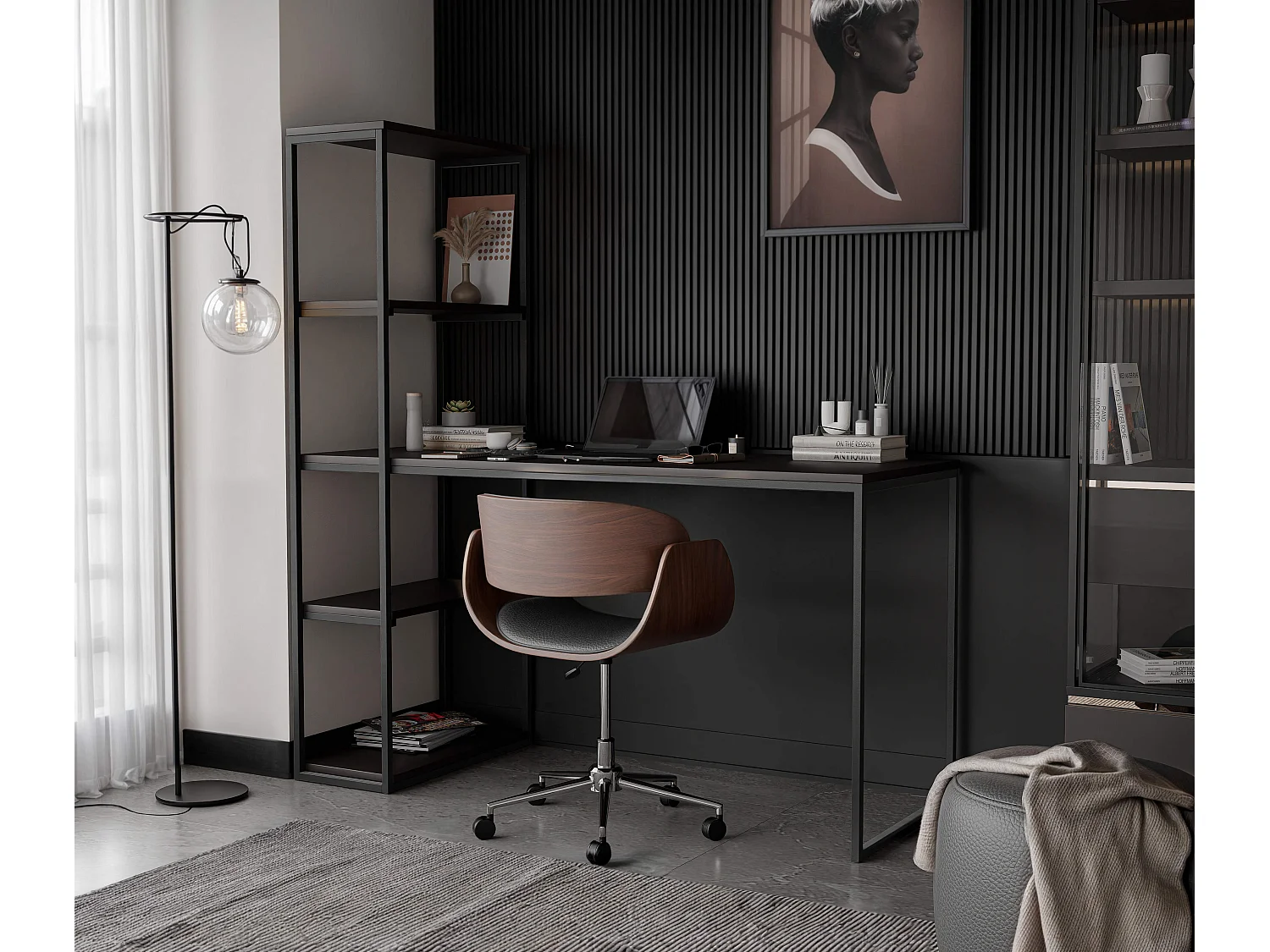 Bureau avec rangements molet noir