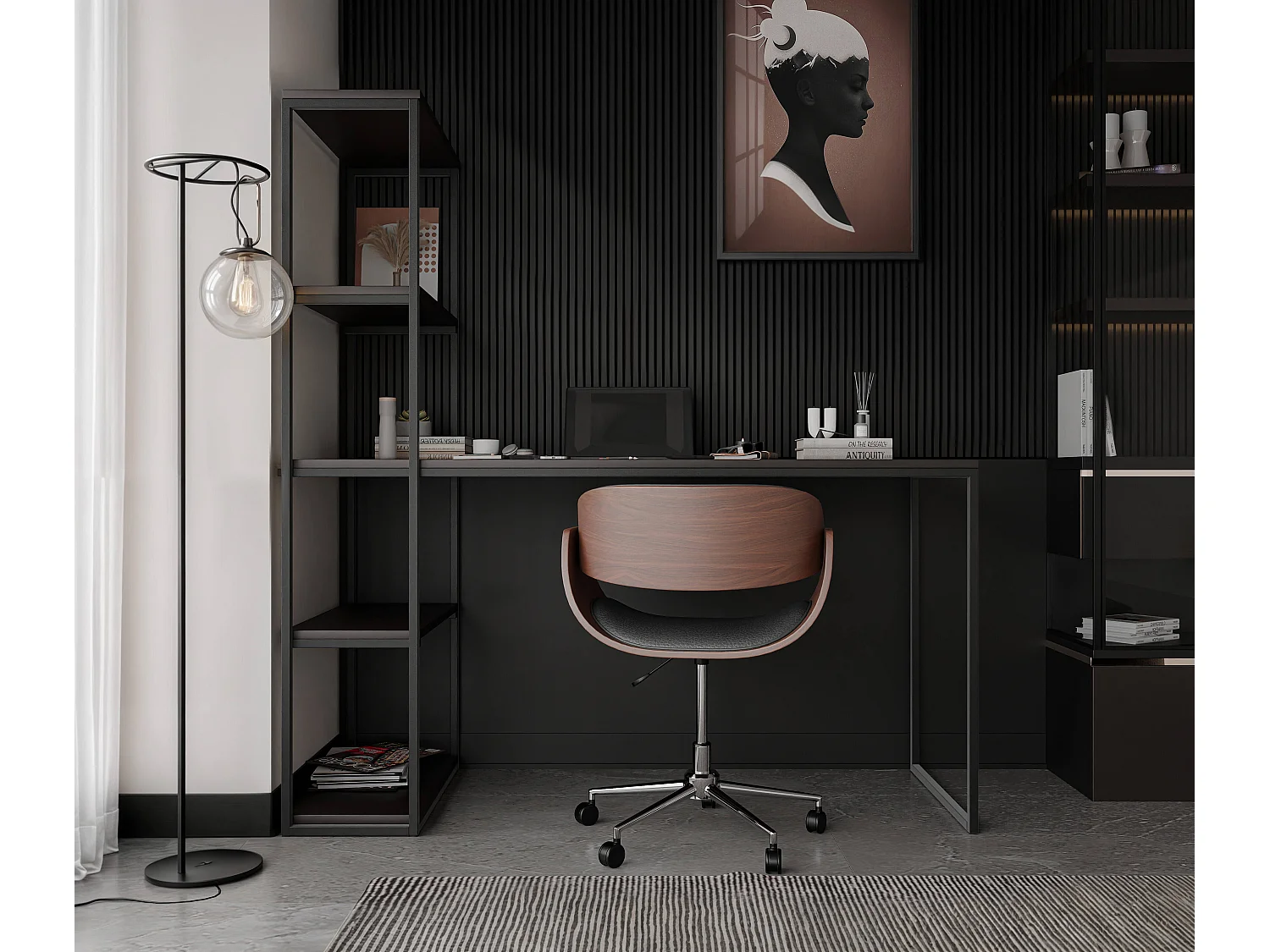 Bureau avec rangements molet noir