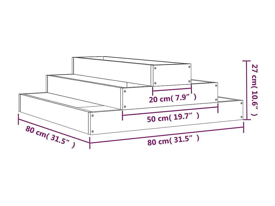 Jardinière bac lit surélevé bois blanche 80 x 80 x 27 cm 02_0037900