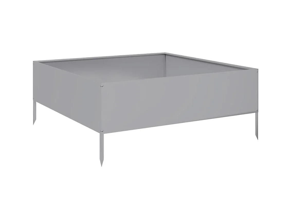 Macetero bancal elevado plantas flores terraza jardín jardín 100 x 100 x 25 cm acero inoxidable Plata 02_0039267