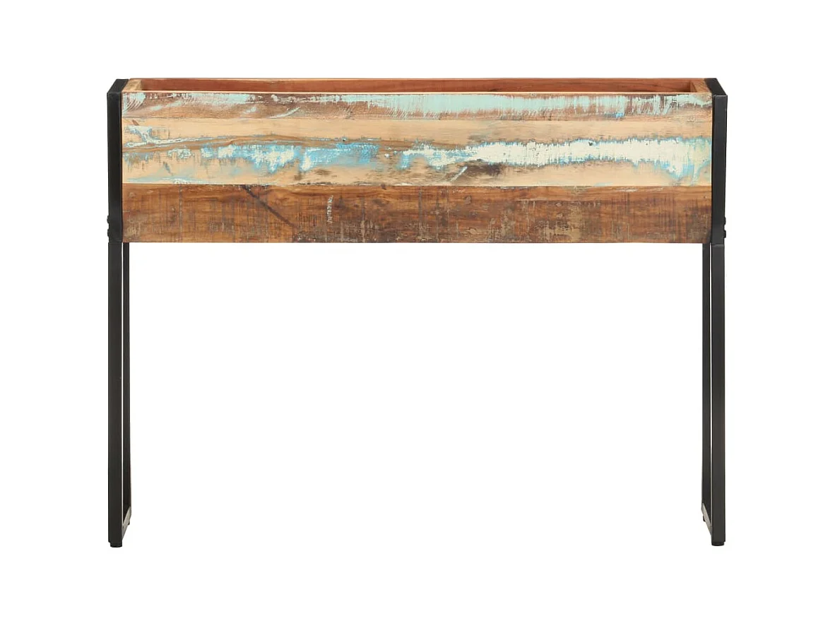 Macetero bancal elevado plantas flores terraza jardín 90 x 20 x 68 cm madera maciza recuperada multicolor 02_0037963