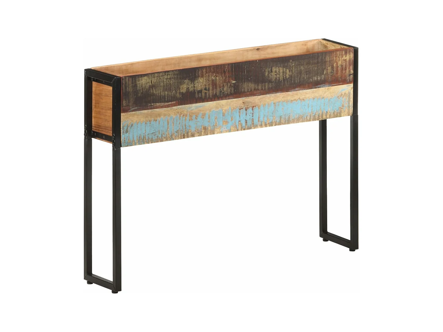 Macetero bancal elevado plantas flores terraza jardín 90 x 20 x 68 cm madera maciza recuperada multicolor 02_0037963