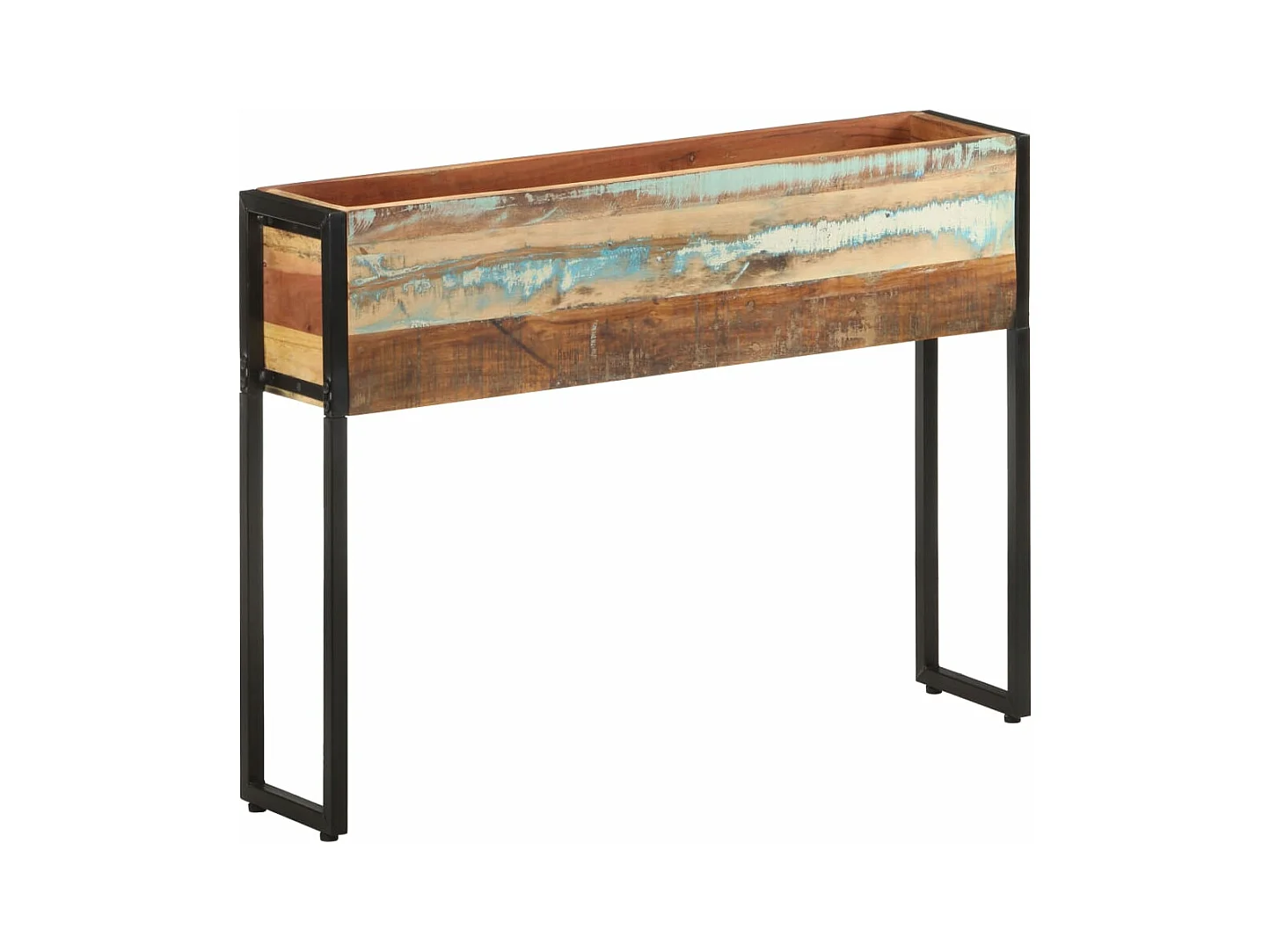 Macetero bancal elevado plantas flores terraza jardín 90 x 20 x 68 cm madera maciza recuperada multicolor 02_0037963