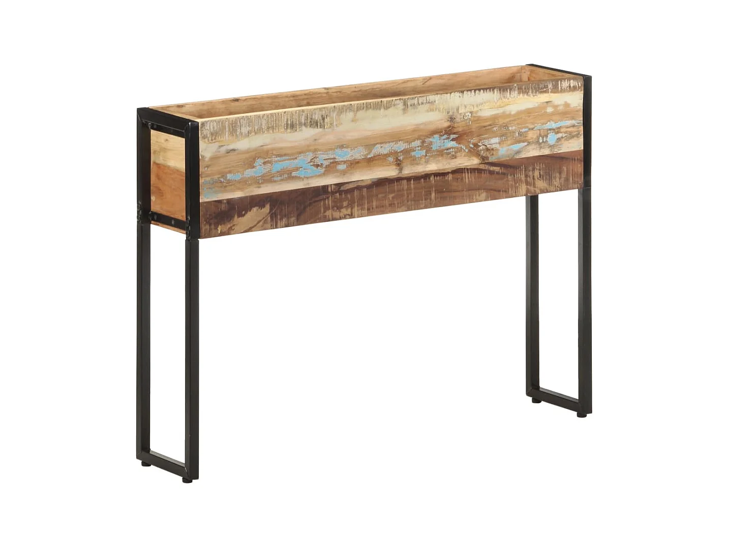 Macetero bancal elevado plantas flores terraza jardín 90 x 20 x 68 cm madera maciza recuperada multicolor 02_0037963