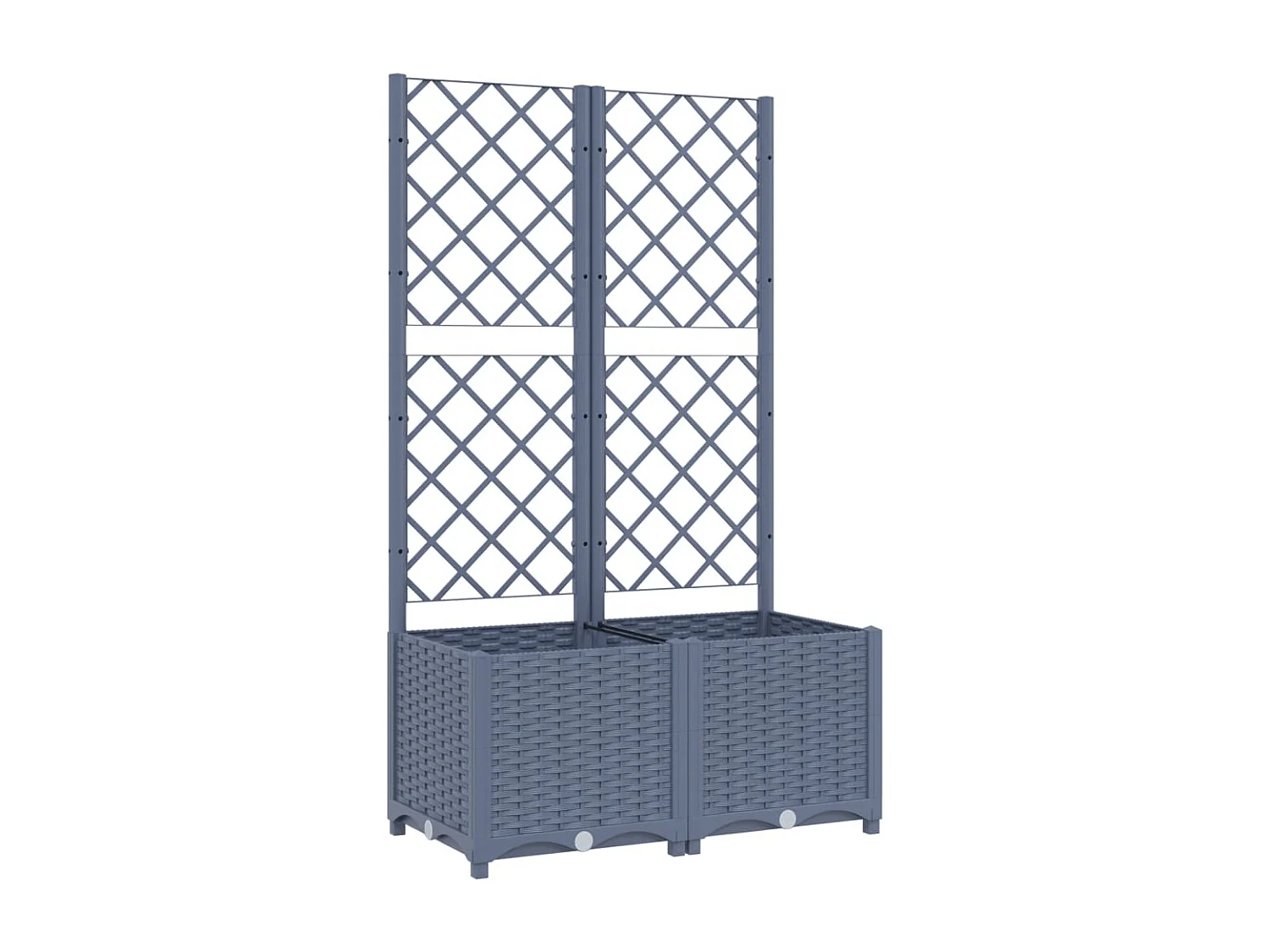 Vaso per fioriera aiuola rialzata piante fiori terrazza giardino con traliccio 80 x 40 x 136 cm PP grigio 02_0038306