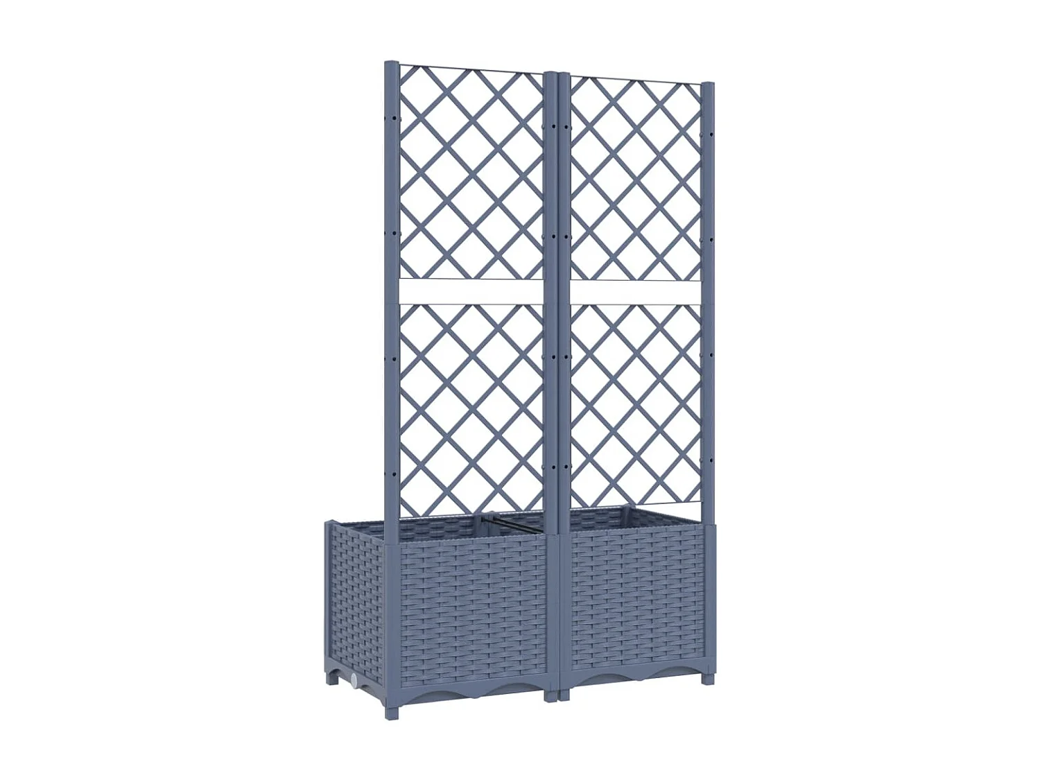 Vaso per fioriera aiuola rialzata piante fiori terrazza giardino con traliccio 80 x 40 x 136 cm PP grigio 02_0038306