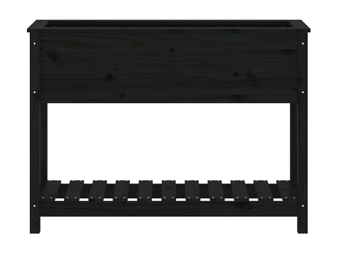Vassoio per fioriera aiuola rialzata piante fiori terrazza giardino con ripiano 111,5 x 34,5 x 81 cm legno massello di pino nero 02_0038383