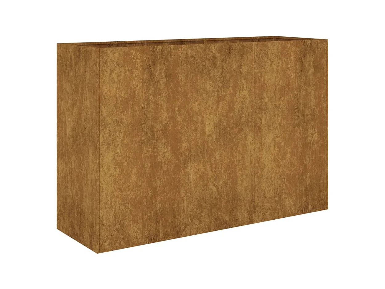 Portavaso per fioriera aiuola rialzata piante fiori terrazzo giardino giardino 120 x 40 x 80 cm acciaio corten marrone 02_0039345