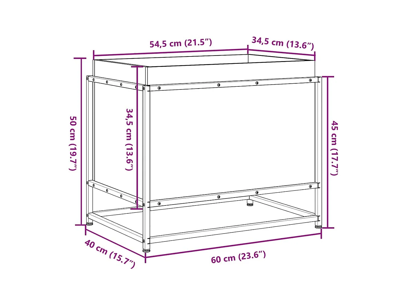 Macetero bancal elevado plantas flores terraza jardín 60 x 40 x 50 cm madera de pino impregnada marrón 02_0037695
