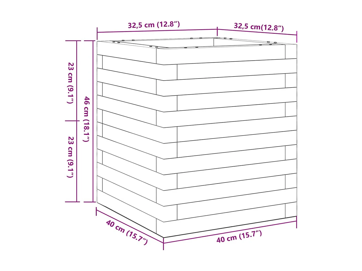 Jardinière bac lit surélevé bois blanche 40 x 40 x 46 cm 02_0037563