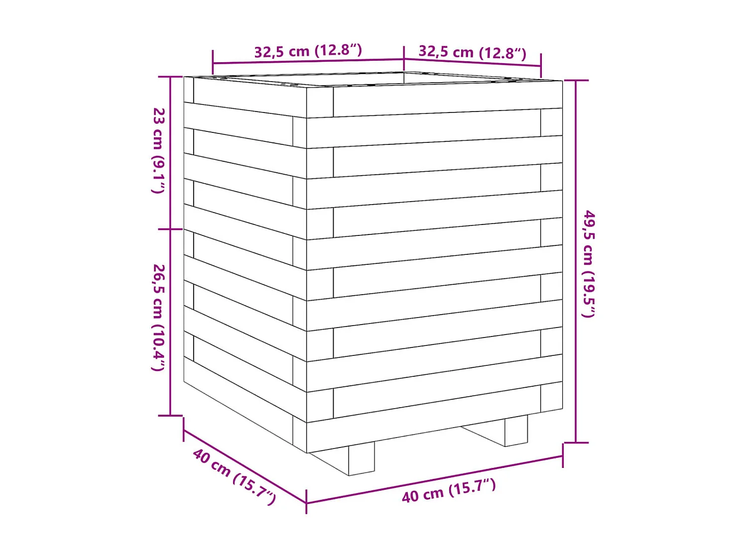 Vassoio per fioriera aiuola rialzata piante fiori terrazza giardino 40 x 40 x 49,5 cm legno massello marrone Douglas 02_0037568