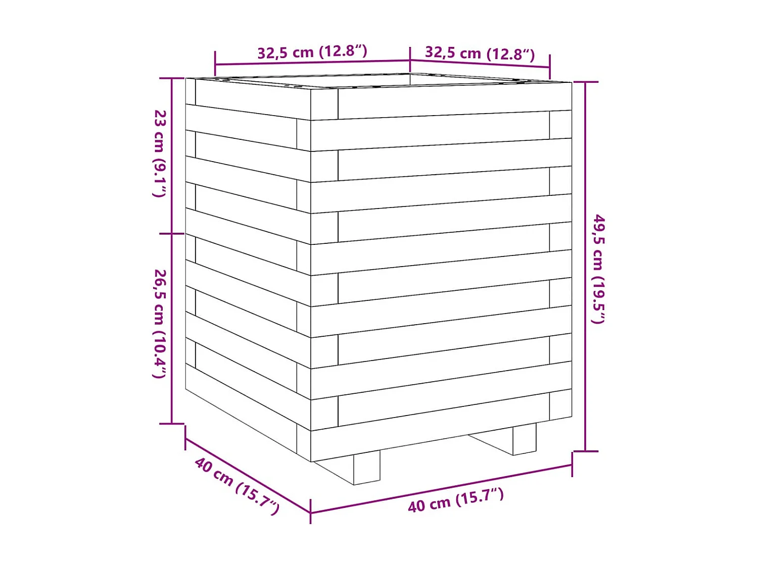 Jardinière bac lit surélevé bois marron 40 x 40 x 49.5 cm 02_0038455