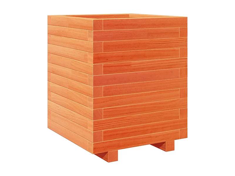 Bandeja para plantador, canteiro elevado, flores, terraço, jardim, cera 40 x 40 x 49,5 cm, madeira maciça de pinho marrom 02_0038455