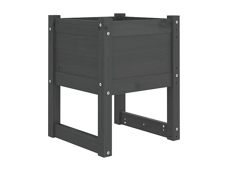 Macetero bancal elevado plantas flores terraza jardín 40 x 40 x 52,5 cm madera maciza de pino gris 02_0037575