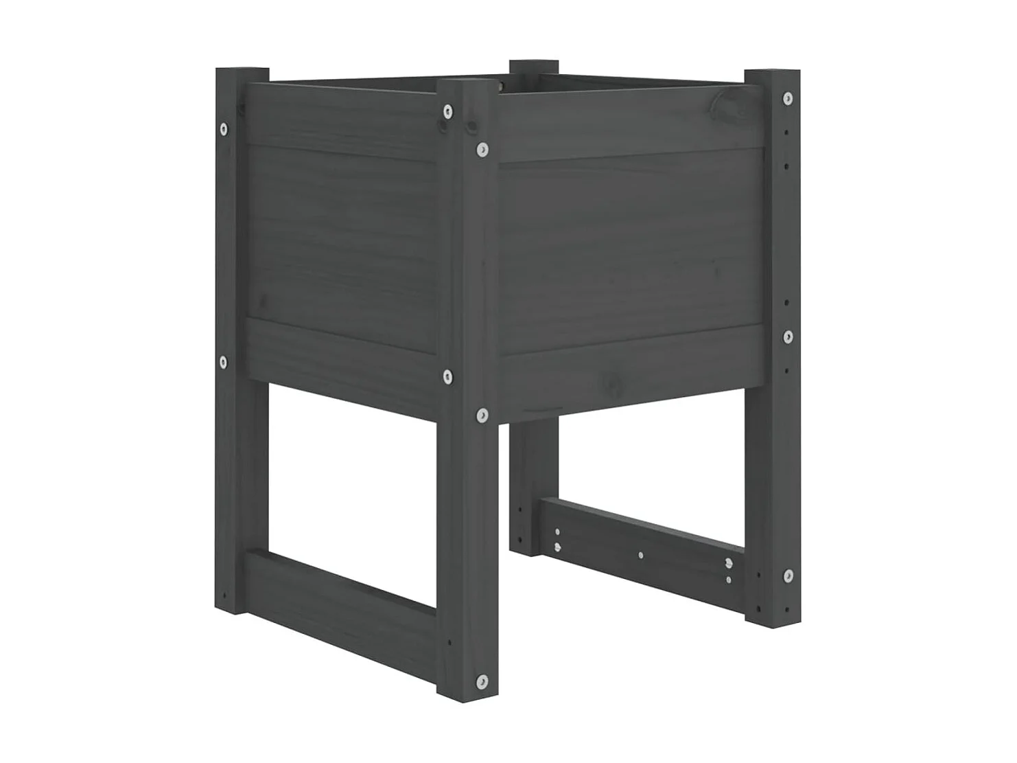 Macetero bancal elevado plantas flores terraza jardín 40 x 40 x 52,5 cm madera maciza de pino gris 02_0037575