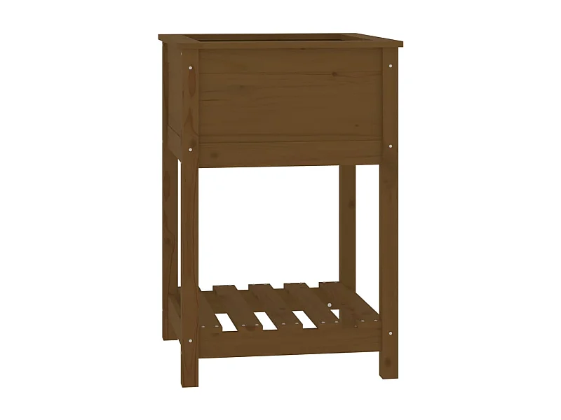 Vaso per fioriera aiuola rialzata piante fiori terrazza giardino con ripiano 54 x 54 x 81 cm legno di pino marrone 02_0038393