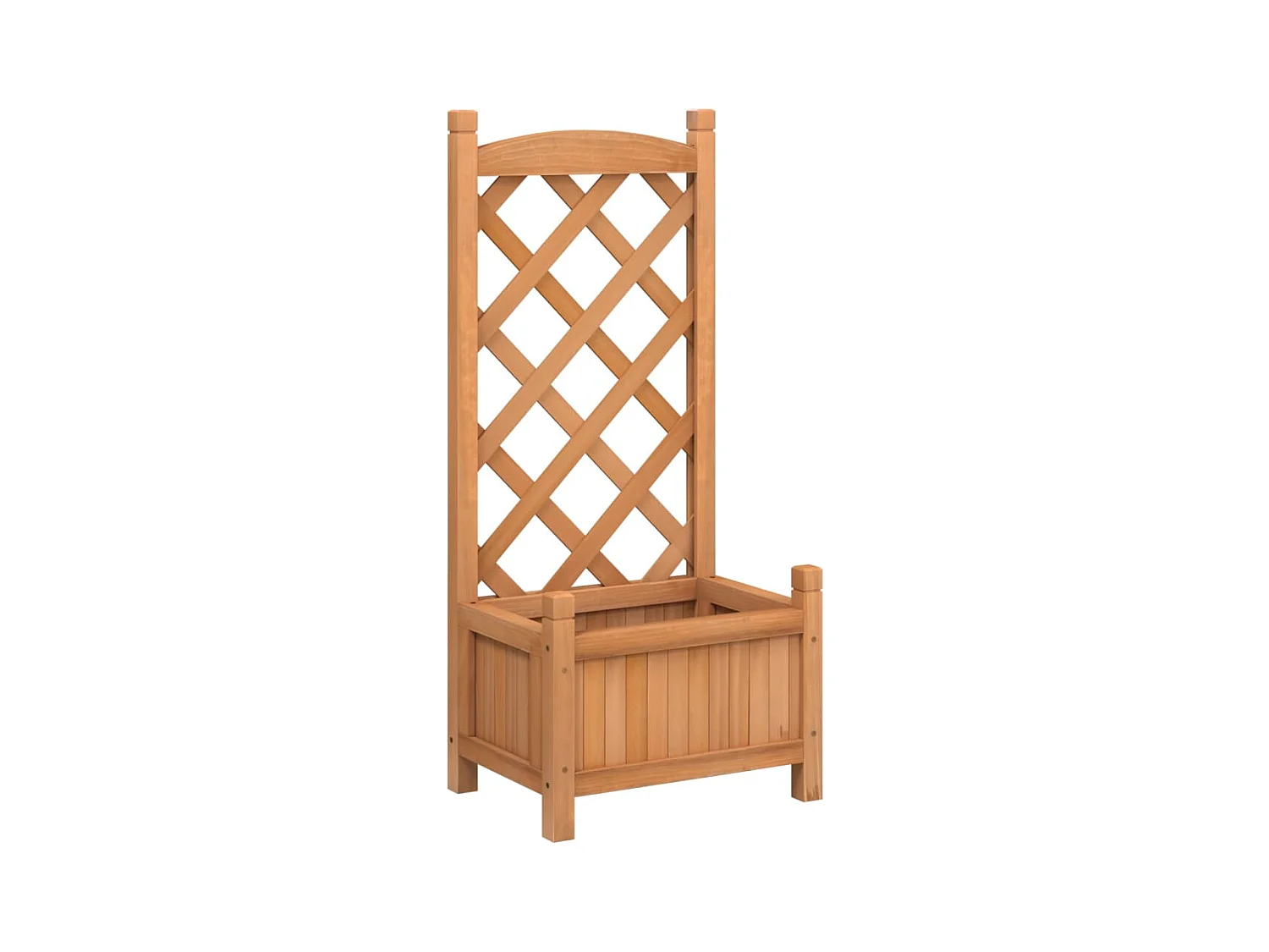 Macetero bancal elevado plantas flores terraza jardín con enrejado de madera maciza de abeto marrón 02_0038332