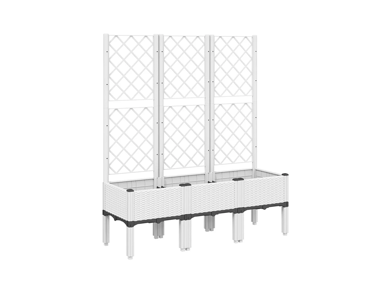 Vaso per fioriera aiuola rialzata piante fiori terrazza giardino con traliccio 120 x 40 x 142 cm PP bianco 02_0038238
