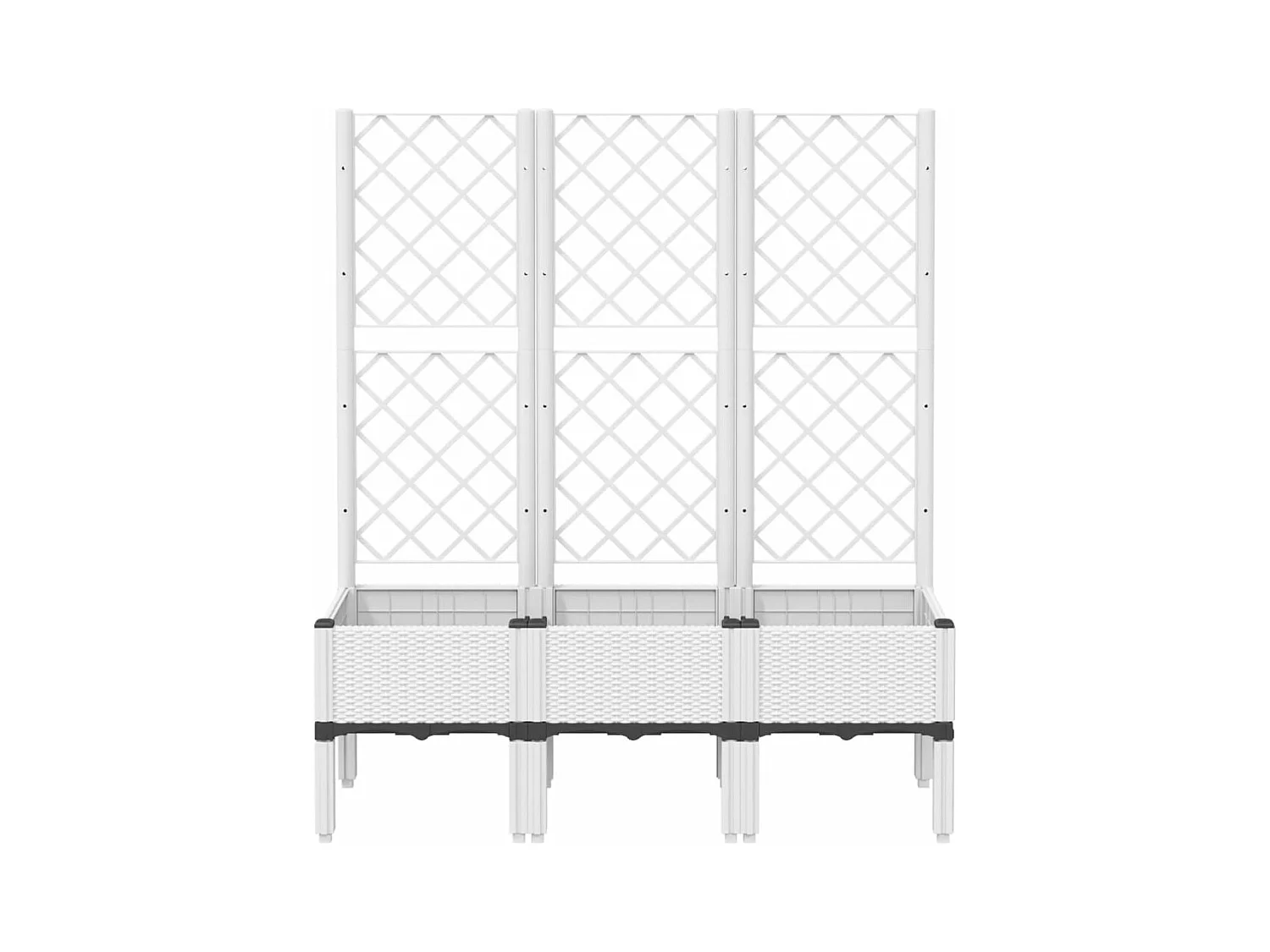 Vaso per fioriera aiuola rialzata piante fiori terrazza giardino con traliccio 120 x 40 x 142 cm PP bianco 02_0038238