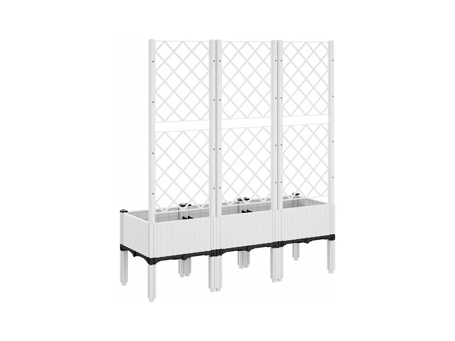 Vaso per fioriera aiuola rialzata piante fiori terrazza giardino con traliccio 120 x 40 x 142 cm PP bianco 02_0038238