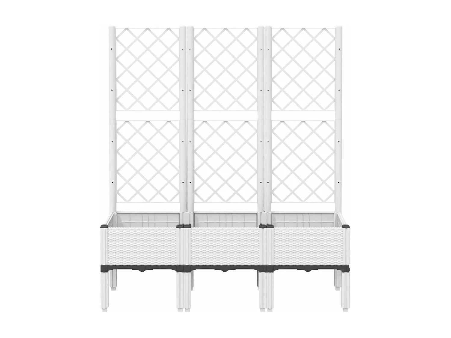 Plantador bandeja elevada plantas flores terraço jardim com treliça 120 x 40 x 142 cm PP branco 02_0038238