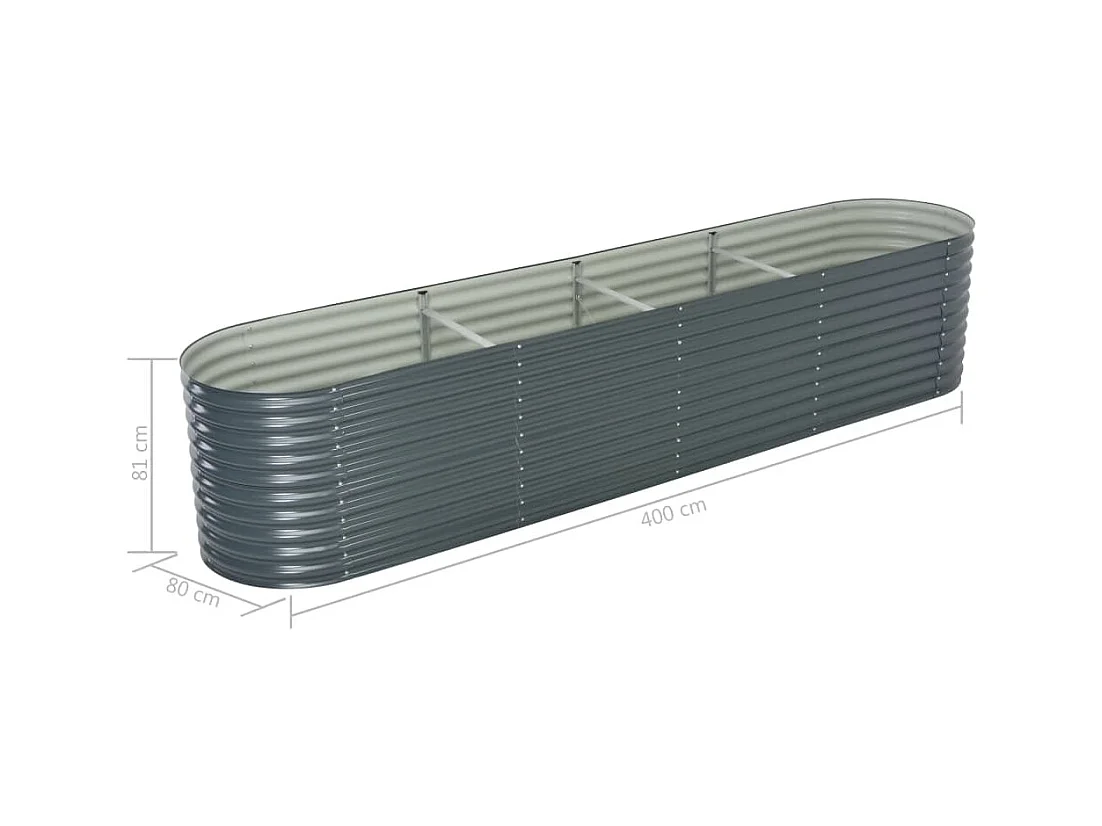 Jardinière lit surélevé plantes grise 400 x 80 x 81 cm 02_0001053