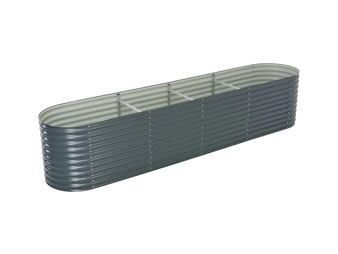 Fioriera aiuola rialzata piante fiori giardino 400 x 80 x 81 cm acciaio zincato grigio 02_0001053