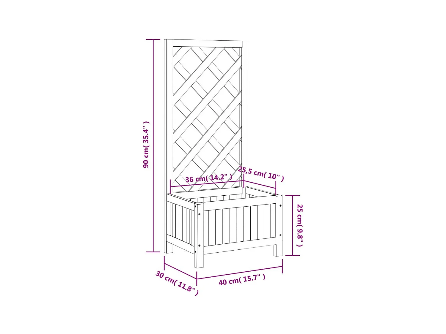 Jardinière bac lit surélevé bois marron 40 x 30 x 90 cm 02_0038324