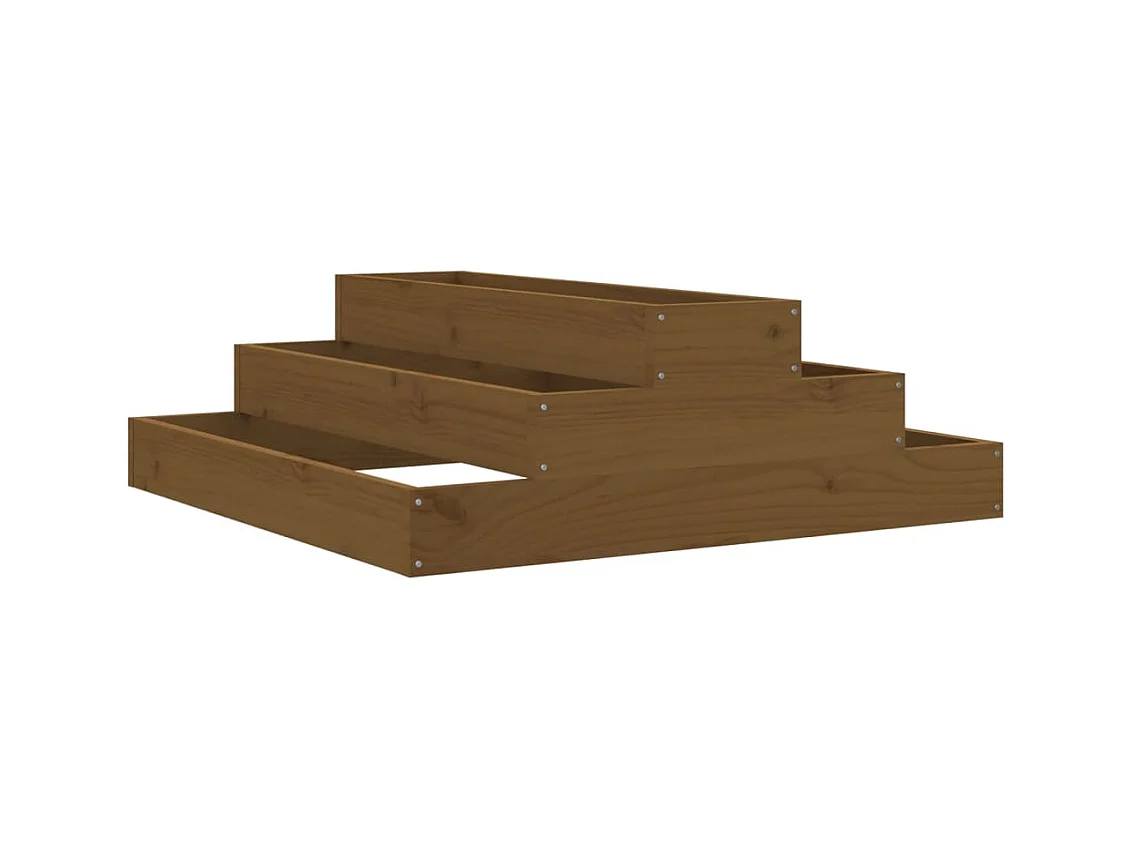 Vassoio per fioriera aiuola rialzata piante fiori terrazza giardino 80 x 80 x 27 cm legno massello di pino marrone 02_0037903