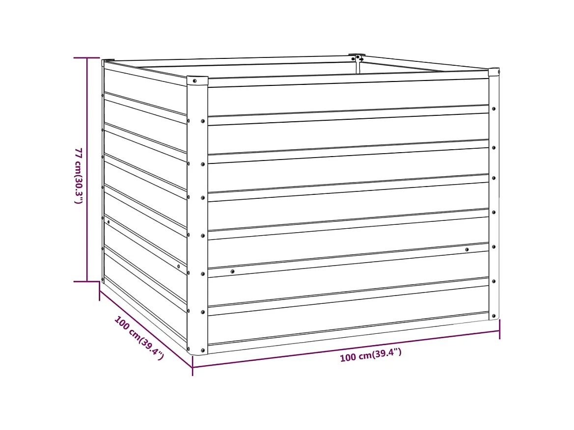 Jardinière bac lit surélevé marron 100 x 100 x 77 cm 02_0039857