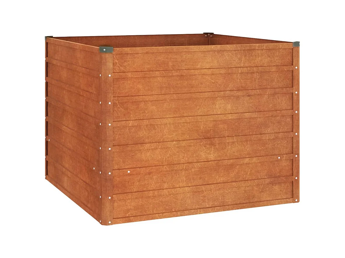 Vassoio per fioriera aiuola rialzata piante fiori terrazza giardino arrugginito 100 x 100 x 77 cm acciaio corten marrone 02_0039857