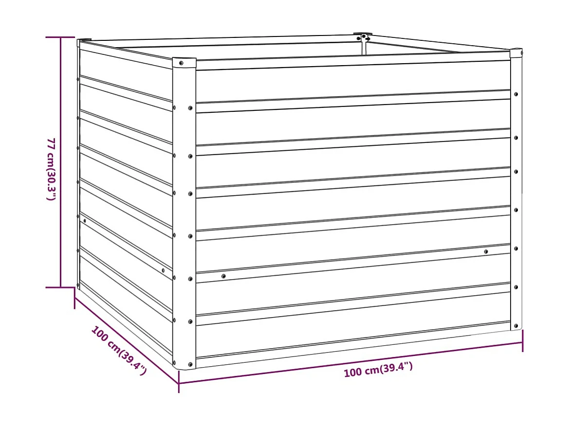 Macetero bancal elevado plantas flores terraza jardín oxidado 100 x 100 x 77 cm acero corten marrón 02_0039857