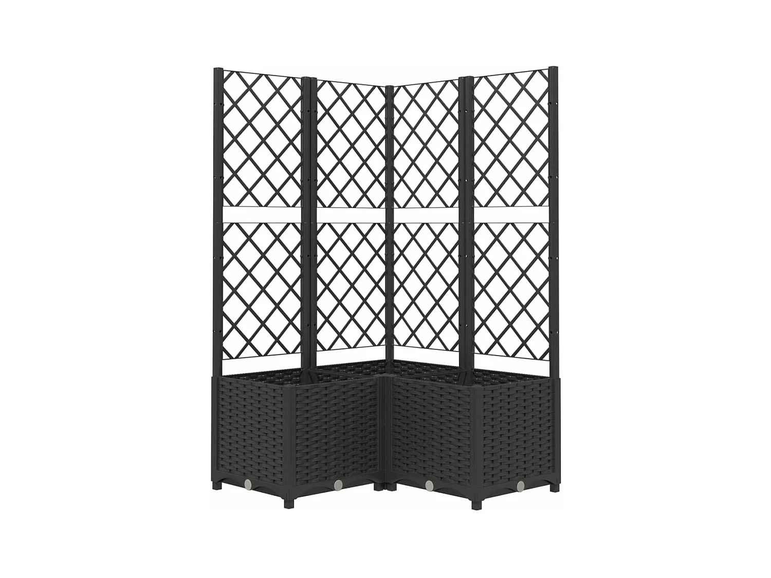 Vassoio per fioriera aiuola rialzata piante fiori terrazza giardino con traliccio 80 x 80 x 136 cm PP nero 02_0038320