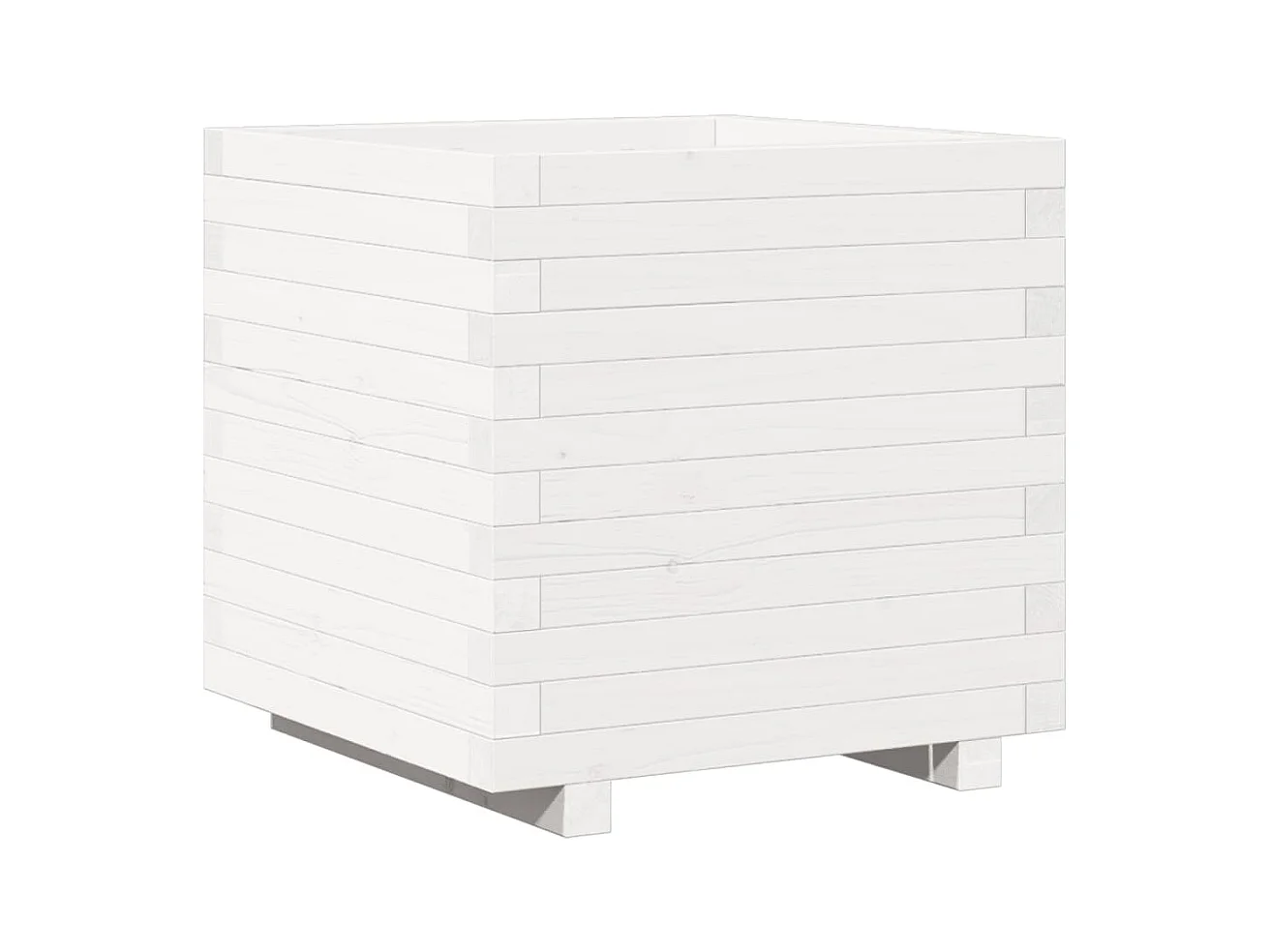 Jardinière bac lit surélevé bois blanche 50 x 50 x 49.5 cm 02_0037647