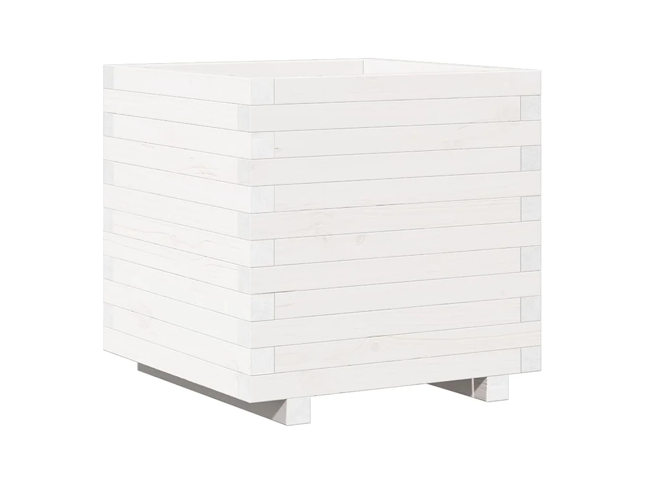 Jardinière bac lit surélevé bois blanche 50 x 50 x 49.5 cm 02_0037647