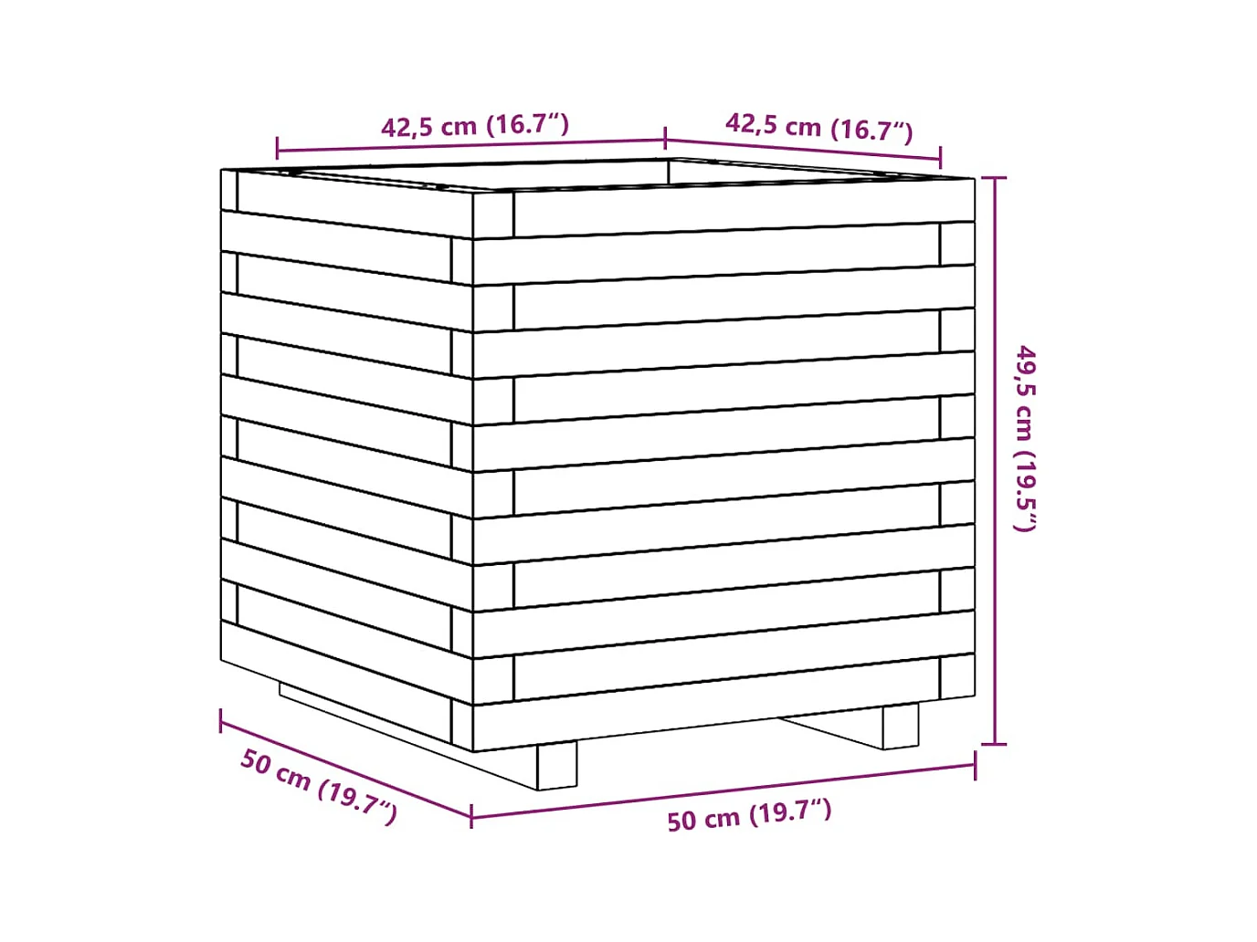 Jardinière bac lit surélevé bois blanche 50 x 50 x 49.5 cm 02_0037647