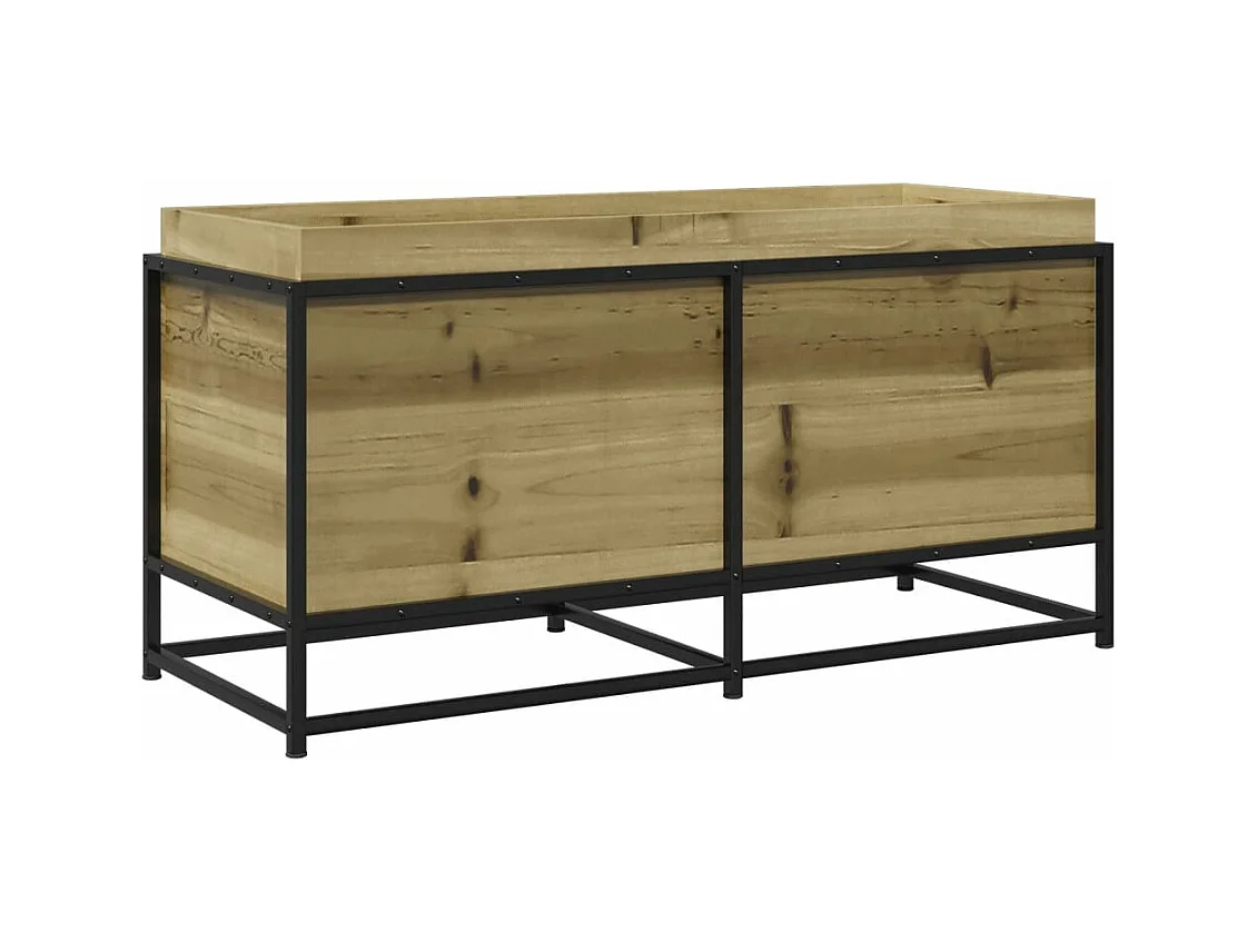 Macetero bancal elevado plantas flores terraza jardín 100 x 40 x 50 cm madera de pino impregnada marrón 02_0037267