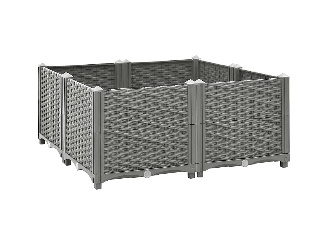 Jardinière bac lit surélevé grise 80 x 80 x 38 cm 02_0039249