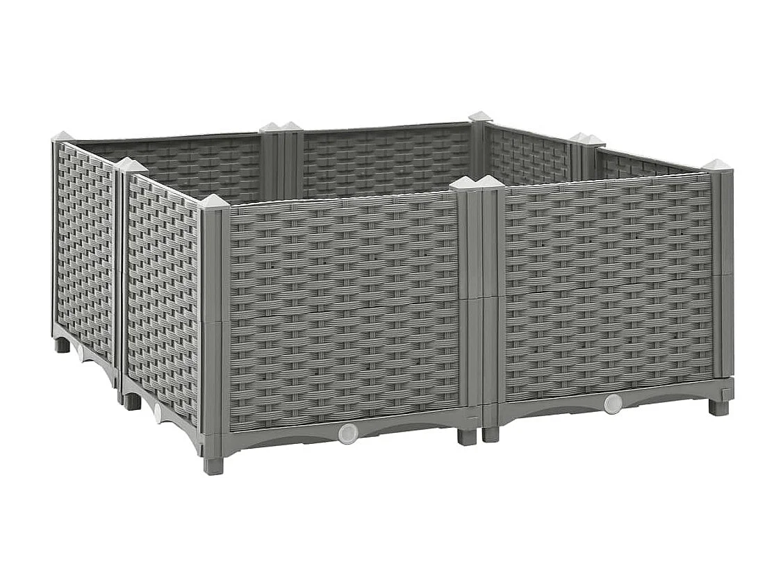 Fioriera aiuola rialzata vassoio piante fiori terrazza giardino 80 x 80 x 38 cm polipropilene grigio 02_0039249