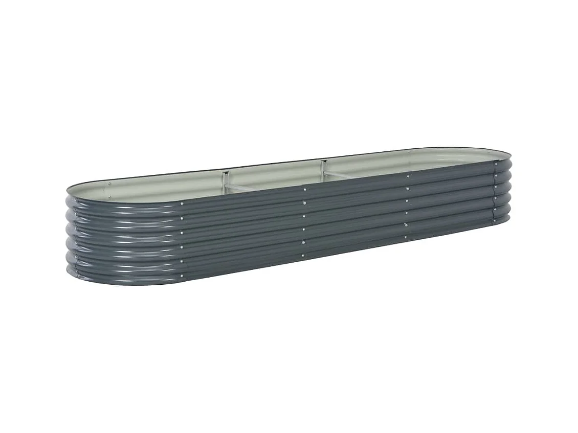 Canteiro elevado plantas flores jardim 320 x 80 x 44 cm aço galvanizado cinza 02_0001046