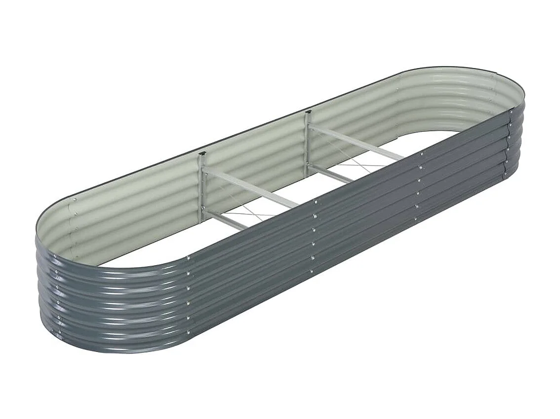 Macetero elevado plantas flores jardín 320 x 80 x 44 cm acero galvanizado gris 02_0001046