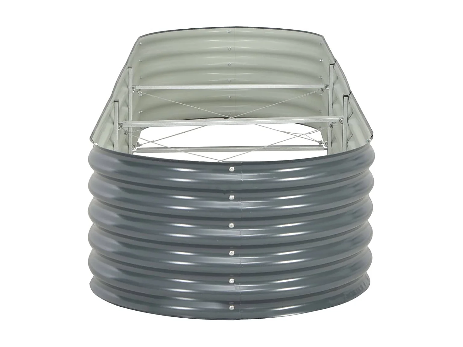 Macetero elevado plantas flores jardín 320 x 80 x 44 cm acero galvanizado gris 02_0001046