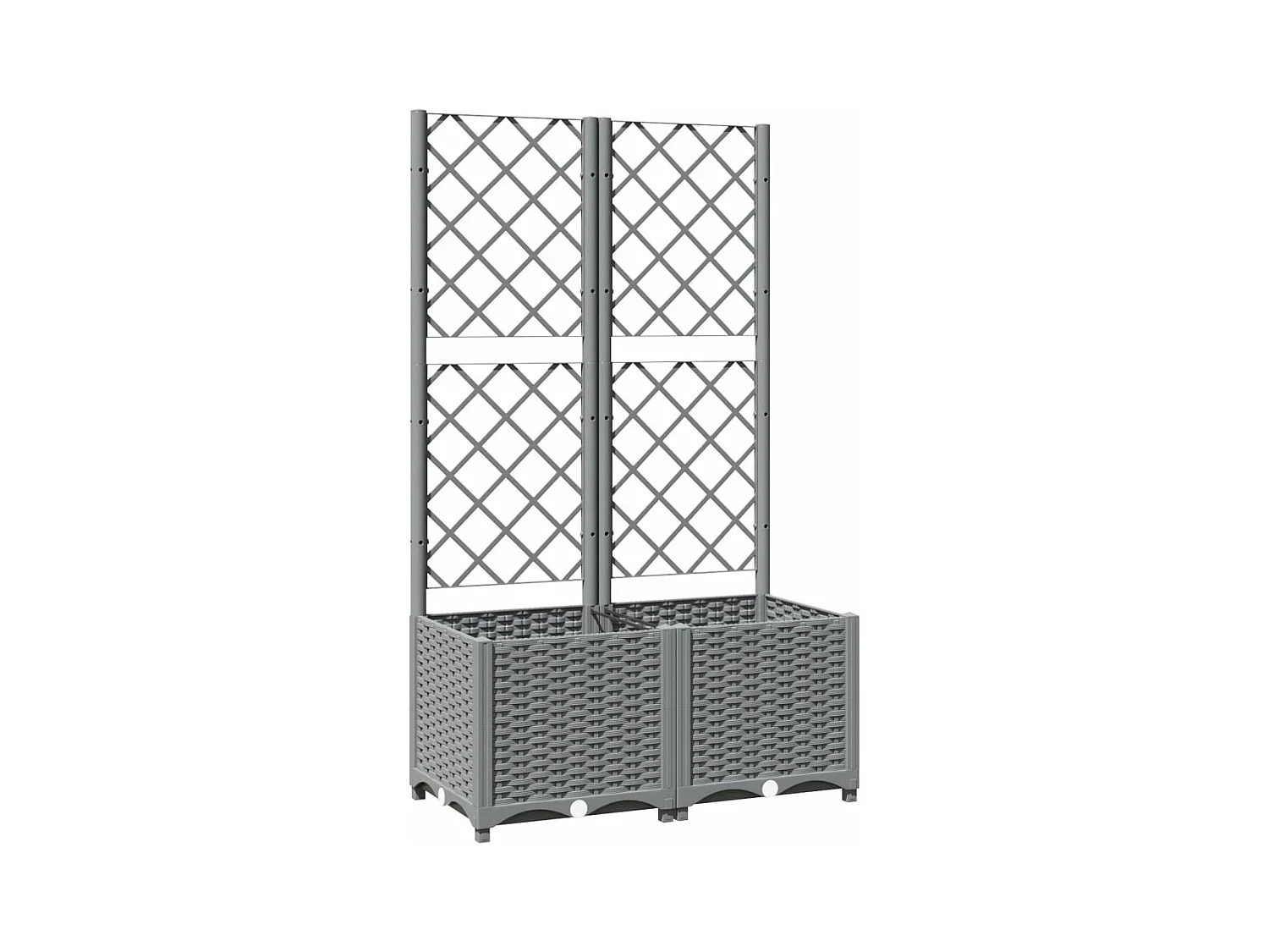 Bandeja de canteiro elevada plantas flores terraço jardim com treliça leve 80 x 40 x 136 cm PP cinza 02_0038361