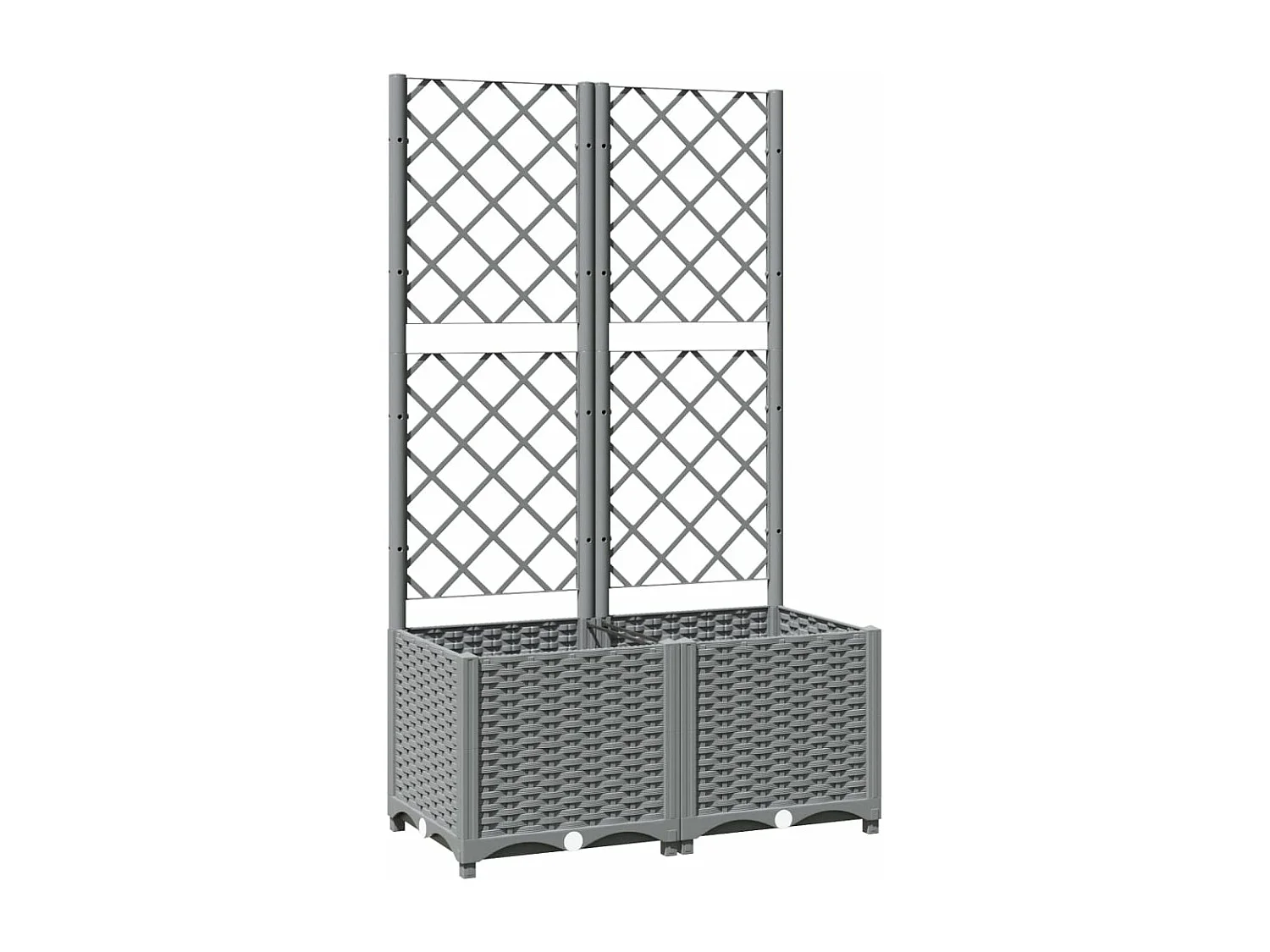 Fioriera aiuola rialzata vassoio piante fiori terrazza giardino con traliccio leggero 80 x 40 x 136 cm PP grigio 02_0038361