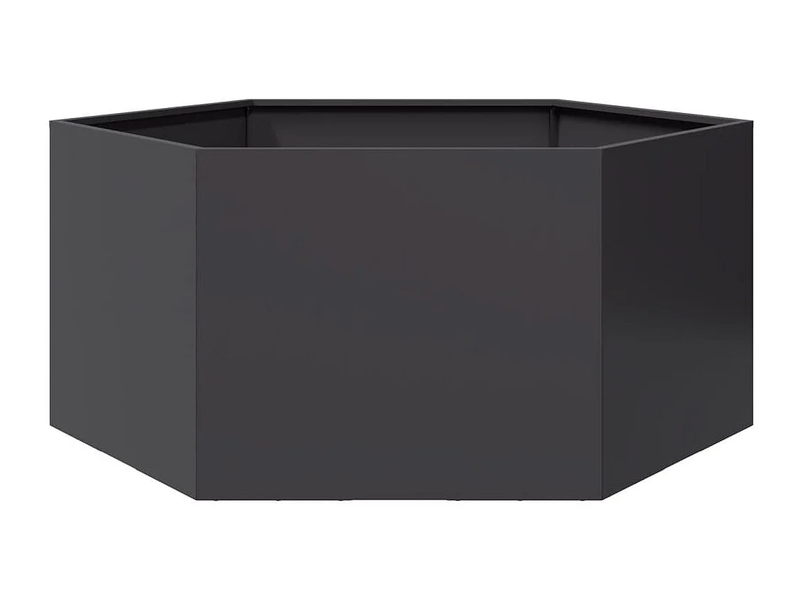 Macetero bancal elevado plantas flores terraza jardín hexagonal 104 x 90 x 45 cm acero negro 02_0038632