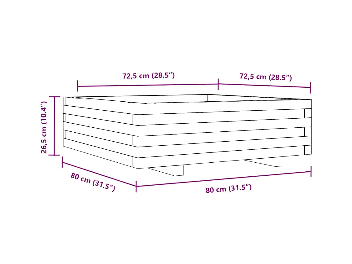 Jardinière bac lit surélevé bois blanche 80 x 80 x 45438 cm 02_0037893